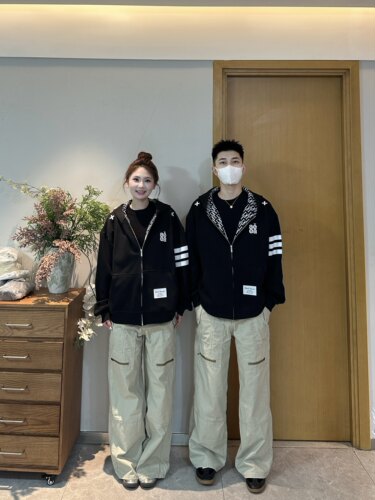 3KU夫妇春秋百搭新款刺绣拼接连帽拉链夹克外套卫衣男女同款潮流