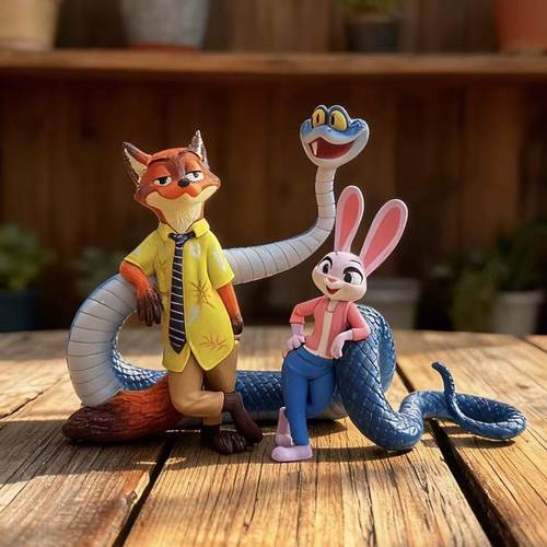 疯狂动物城2朱迪警官尼克盖瑞蛇手办摆件模型动漫儿童生日摆件