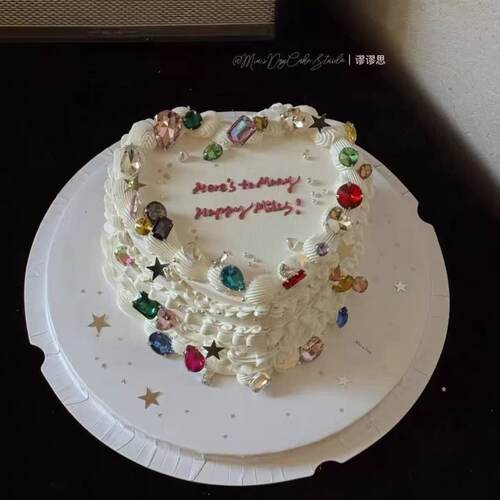 彩色钻石蛋糕装饰女神生日蛋糕配件烘焙插件女士甜品台装扮