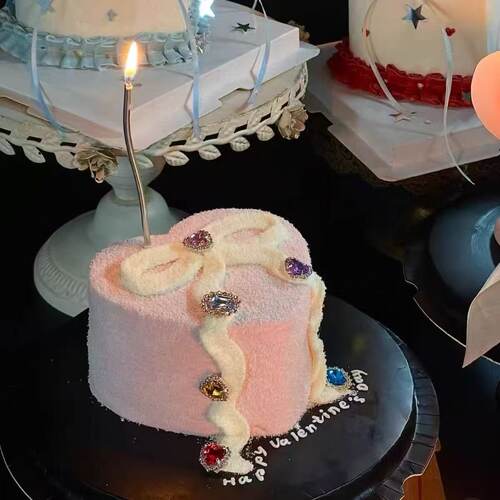 宝石蛋糕装饰钻石爱心生日蛋糕女孩生日蛋糕插件烘焙装饰配件
