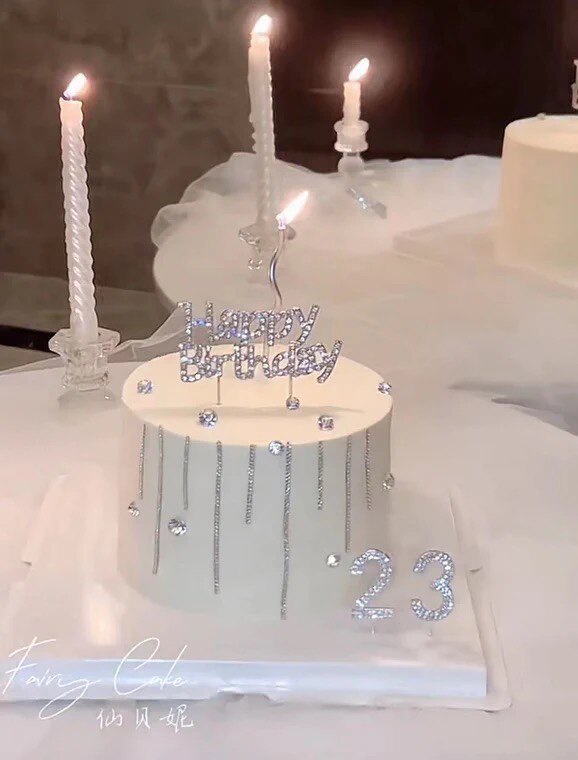 小红书同款钻石happybirthday数字蛋糕装饰女神女生生日插件插牌