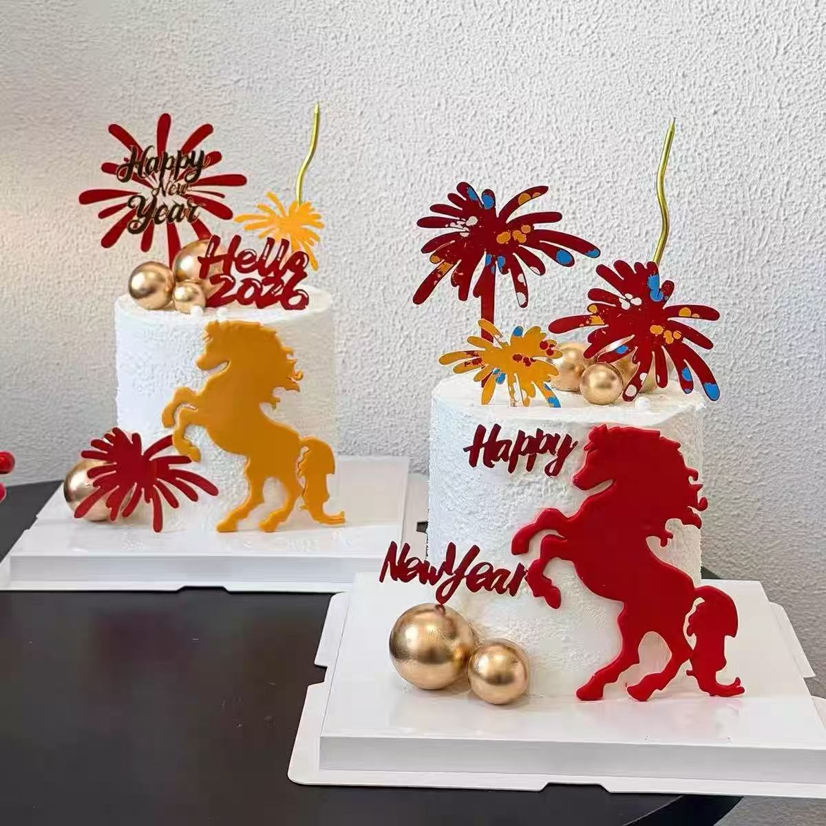 马年蛋糕装饰新年马到成功千里马翻糖刻字切模礼花火花烘焙插件