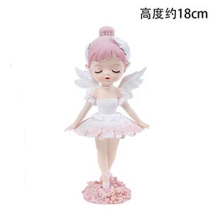 粉色树脂贝拉公主蛋糕装饰摆件女孩生日蛋糕配件蝴蝶带钻翅膀摆件