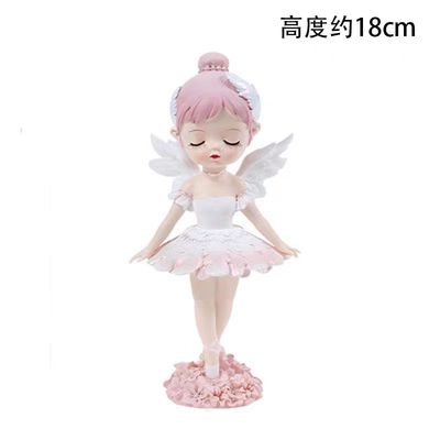 粉色树脂贝拉公主蛋糕装饰摆件女孩生日蛋糕配件蝴蝶带钻翅膀摆件