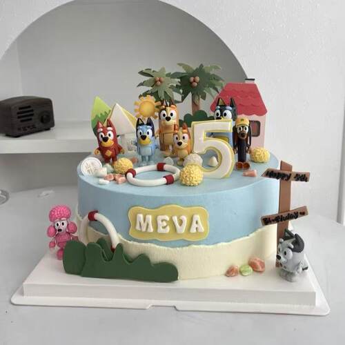 儿童生日蛋糕装饰卡通小狗布鲁衣公仔男孩女孩宝宝甜品台装扮插件