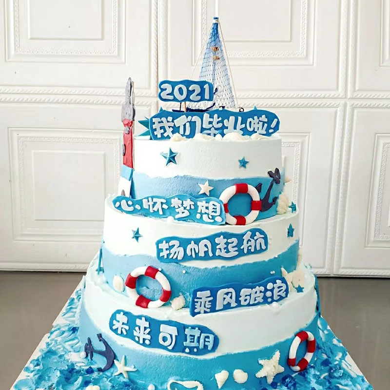 2021中高考蛋糕装饰乘风破浪未来可期心怀梦想扬帆起航我们毕业啦