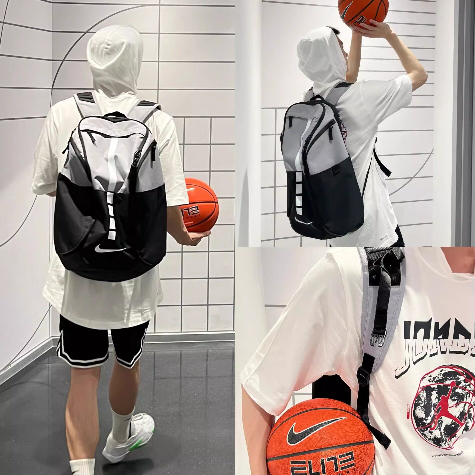耐克NIKE男女大容量运动篮球学生书包电脑精英双肩背包BA5554-012