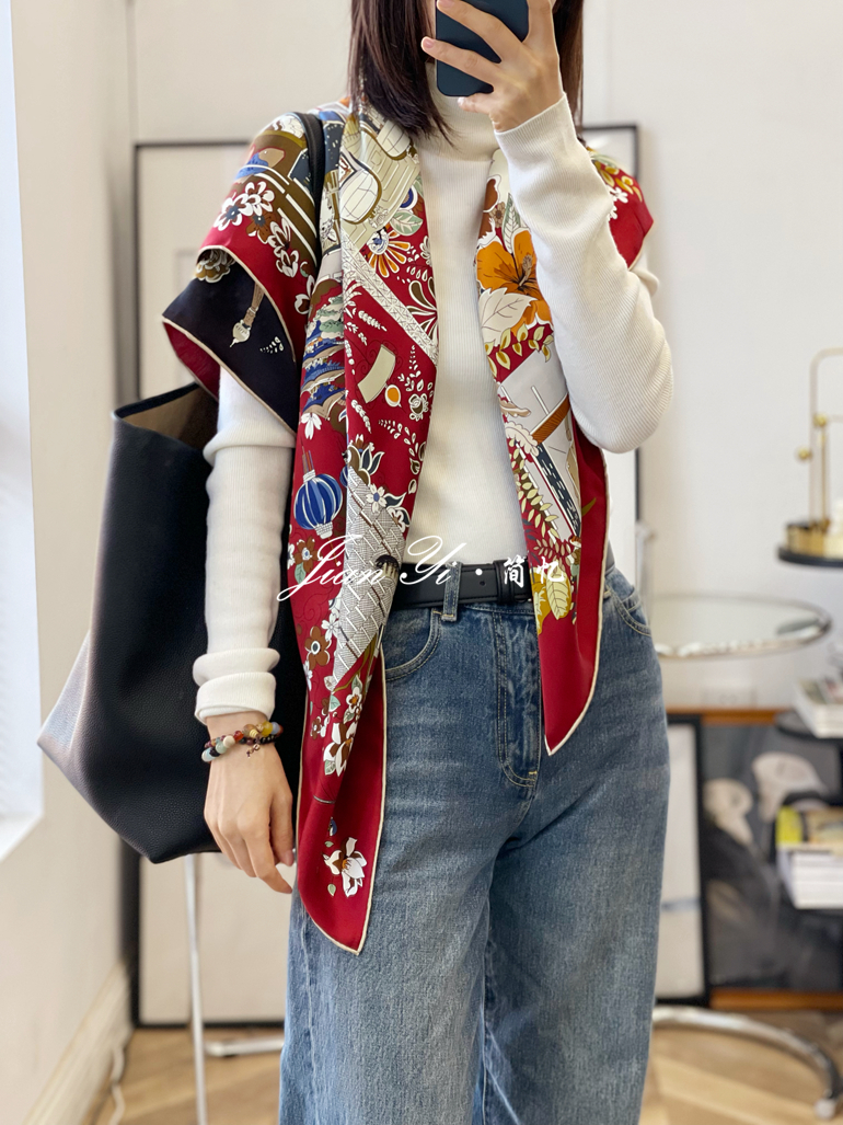 【城堡】篙级质感重磅真丝桑蚕丝围巾双面缎105方巾双面丝巾披肩