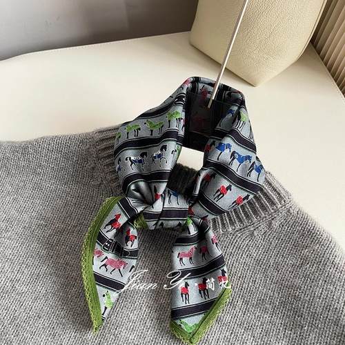 【骏马列队】钩花边中方巾帅气复古风异色丝巾真丝羊毛围巾披肩62