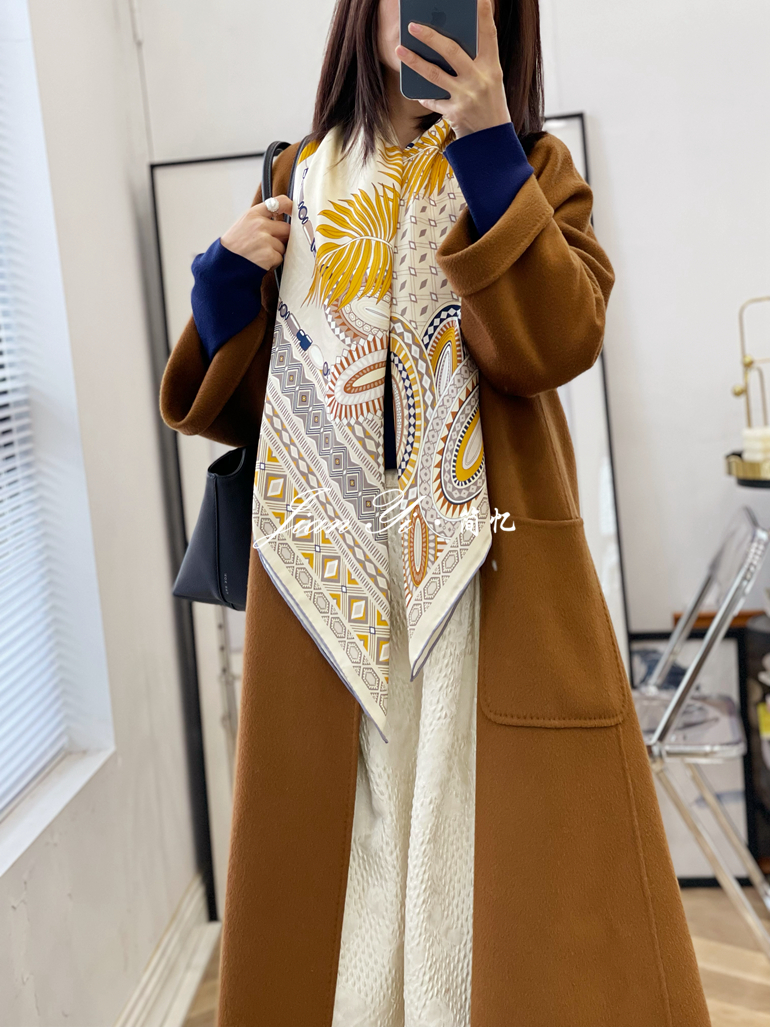 【棕榈树】重磅真丝桑蚕丝围巾意罗绸方巾丝巾大披肩105CM丝滑