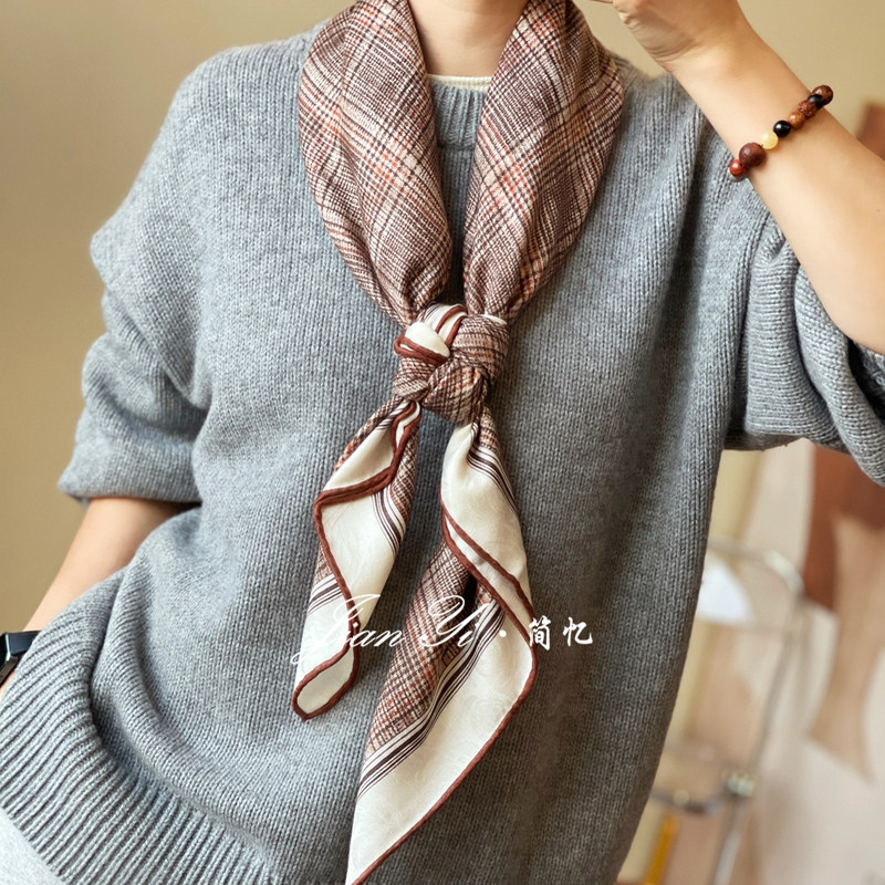 【迷宫游戏】优雅气质真丝桑蚕丝羊毛88cm大方巾双面丝巾围巾披肩