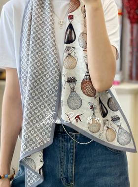 【告白气球-灰色】经典百搭！双层异色桑蚕丝羊毛长条巾24*130cm