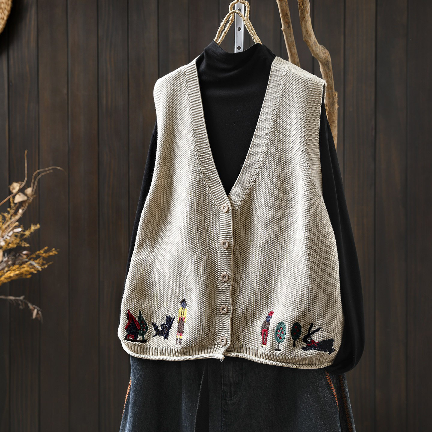 马夹新款2026爆款女士秋季时髦洋气棉线针织文艺宽松无袖背心马甲