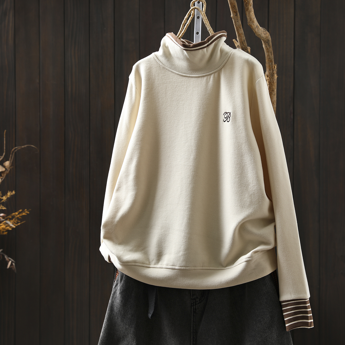 卫衣女2025新款爆款秋小个子德绒半高领拼接感时尚独特超好看上衣