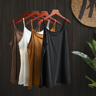 纯棉竹节棉吊带女宽松显瘦2026夏装新款休闲百搭减龄内搭打底背心