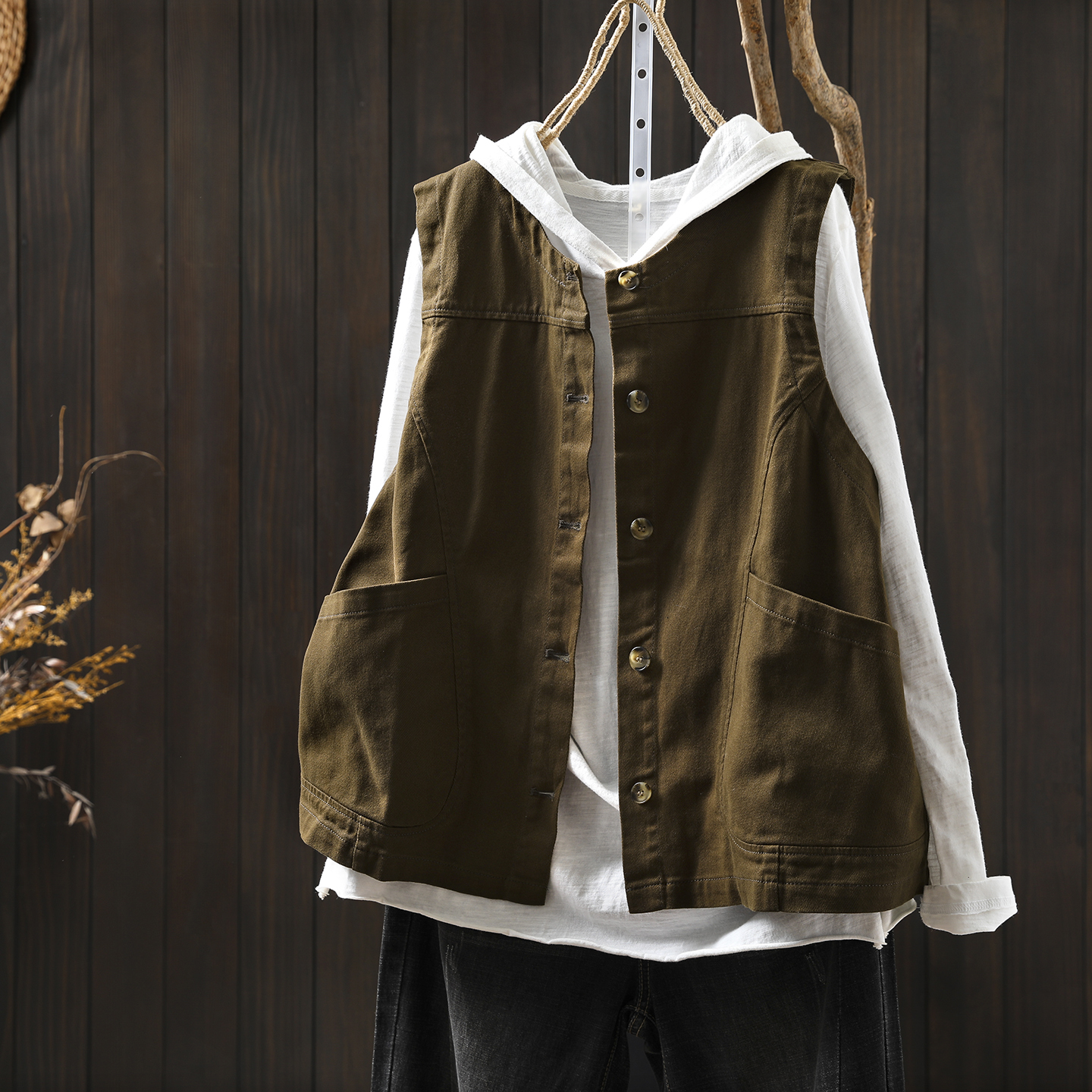 马甲2025新款今年流行爆款女秋季纯棉工装风休闲外搭坎肩叠穿背心