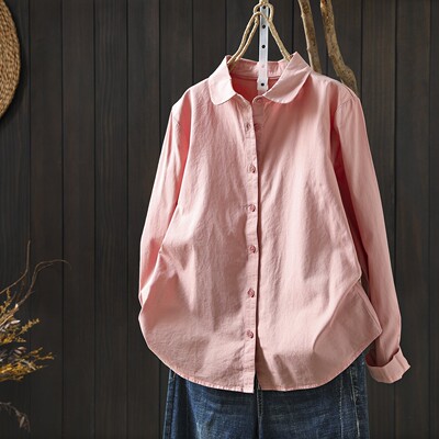 衬衣女高级感轻奢减龄洋气衬衫内搭叠穿2026新款纯棉长袖外穿上衣