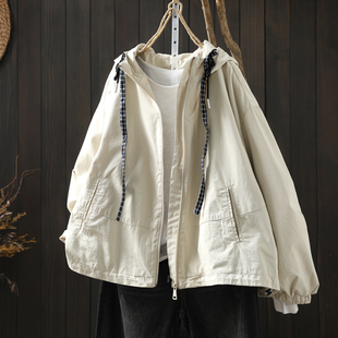 2026超火减龄外套女新款春季连帽纯棉韩系宽松慵懒风休闲漂亮上衣
