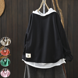巨好看的卫衣女款无帽黑色短款2026新款春独特漂亮宽松小个子t恤