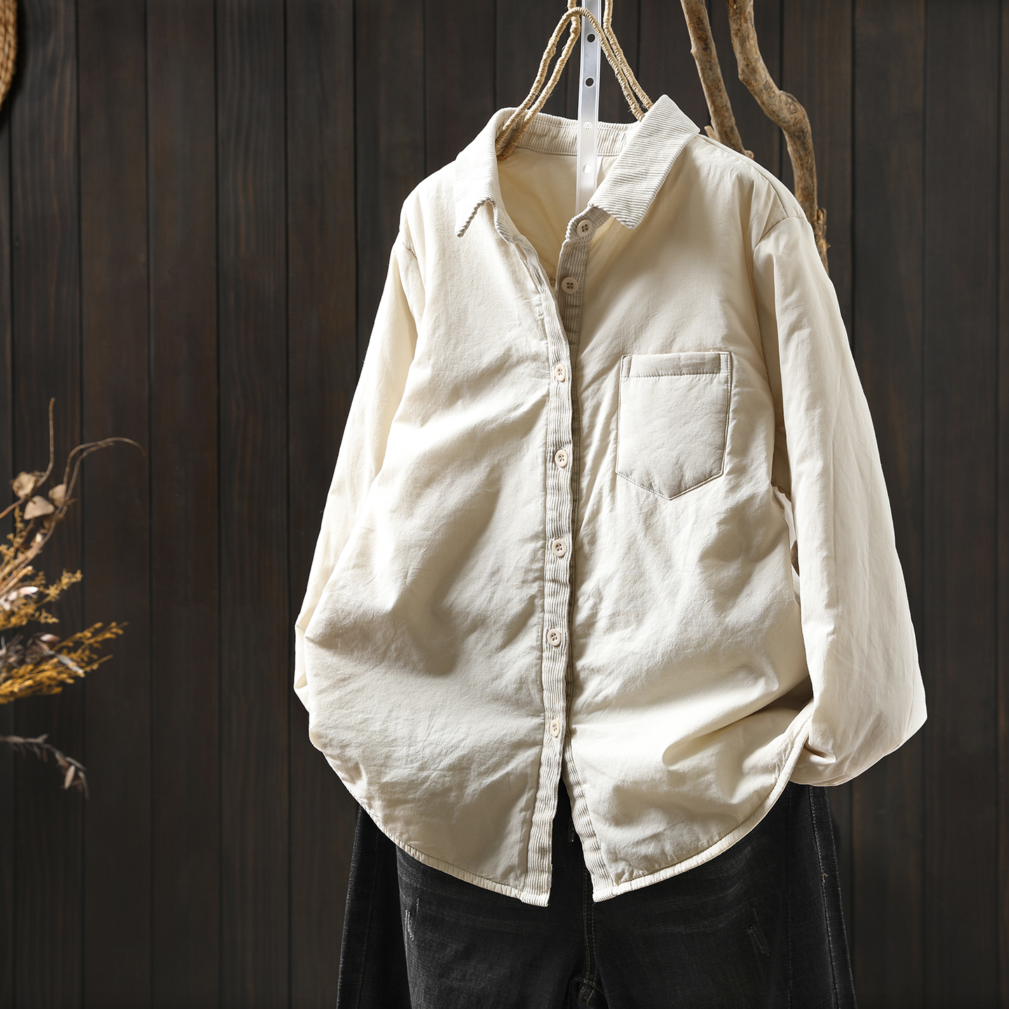 巨好看的夹棉外套衬衫女款2025新款秋冬季薄款纯棉内搭漂亮小棉衣