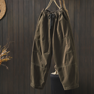 今年流行款的裤子2026春装女款新款复古宽松慵懒风显瘦九分休闲裤