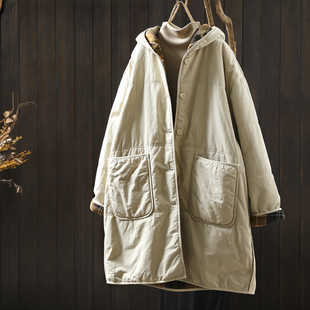 超好看冬装厚外套女2025新款中长款连帽夹棉洋气时尚百搭棉服外套