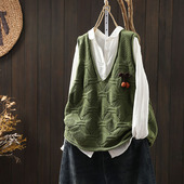 花朵装 妈妈马夹坎肩2026新款 开春外搭别致叠穿绿色无袖 饰针织上衣