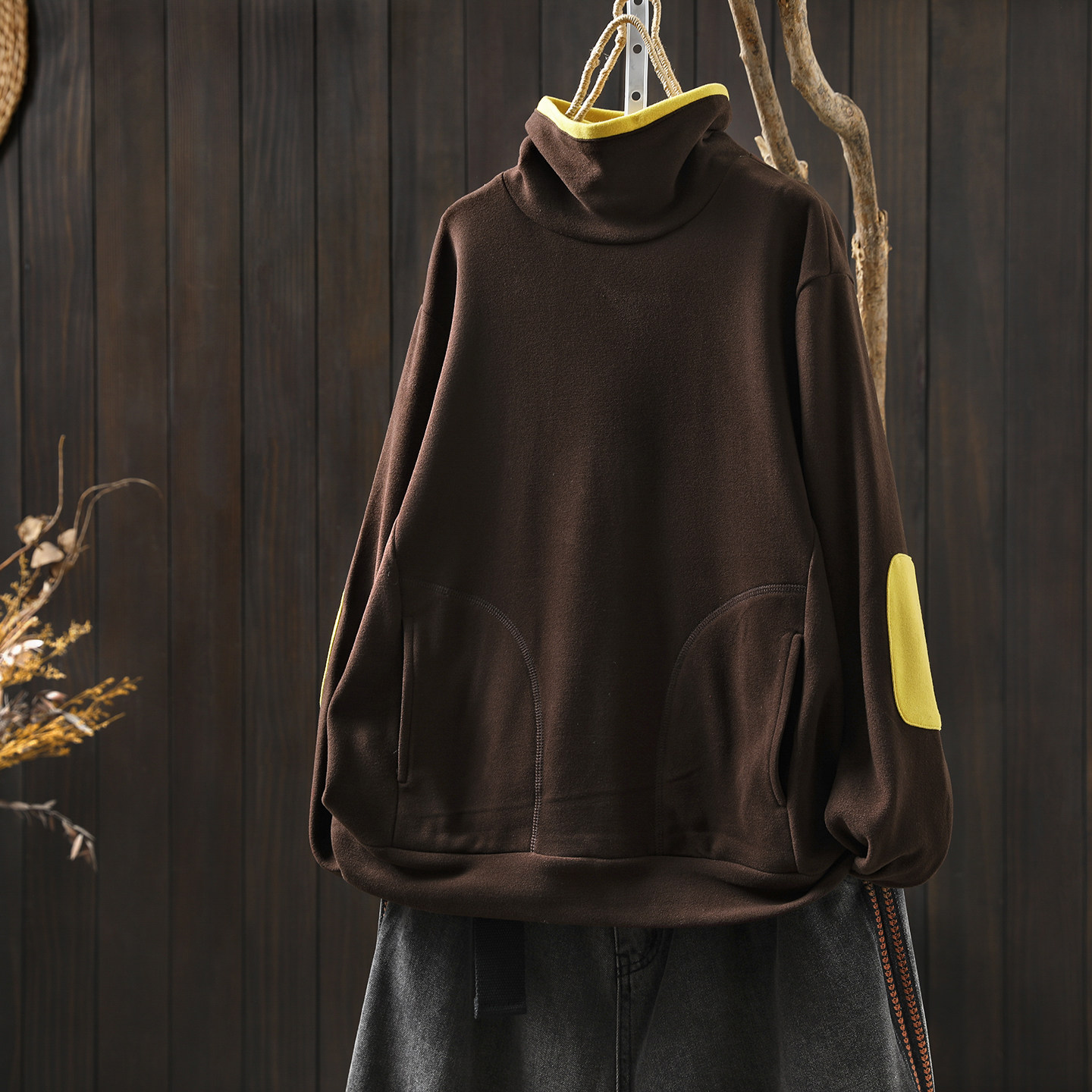 打底衫2025新款今年流行爆款秋冬季德绒高领撞色拼接洋气长袖t恤