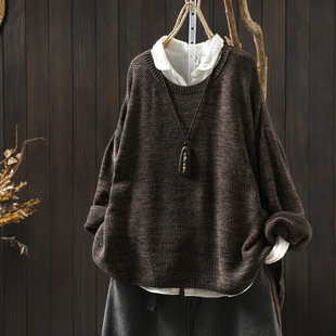 超好看针织衫 棉线宽松休闲叠穿套头慵懒松弛感毛线衣 女2025秋新款