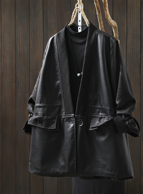 皮衣女款2026新款今年流行爆款开春超火高级V领黑色夹克pu皮外套