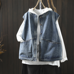 坎肩叠穿超好看流行气质小马夹 初春时髦无袖 牛仔马甲女款 2026新款