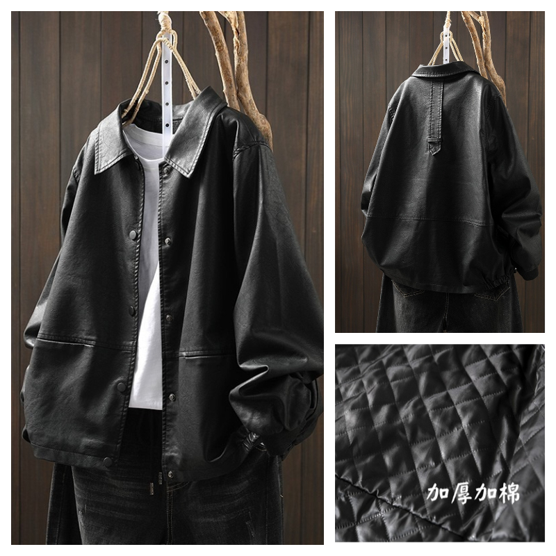 黑色皮衣外套2025新款今年流行爆款秋冬小个子短款夹棉加厚夹克潮