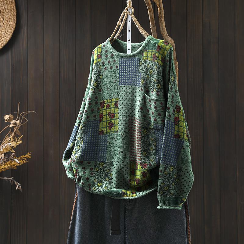 棉线毛衣个性复古圆领宽松