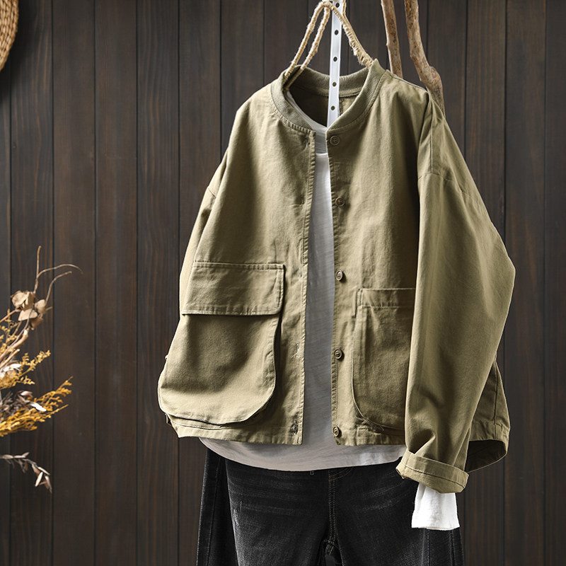 大口袋纯棉立领短外套女宽松大码2026新款春季宽松遮肉棒球服夹克,女装/女士精品,短外套,淘宝优惠券,粉丝福利购,淘宝优惠卷