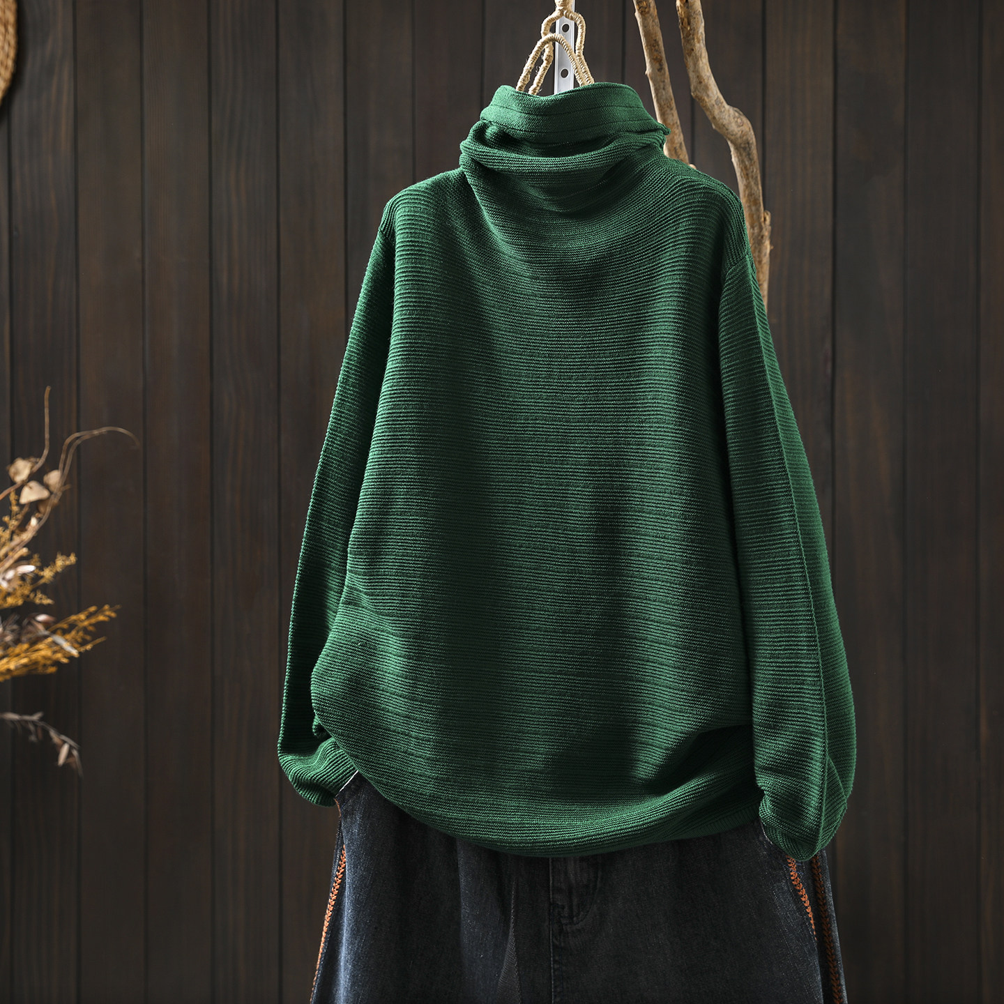 内搭上衣冬毛衣上衣女士针织衫2025新绿色宽松棉线半高领打底上衣,女装/女士精品,毛针织衫,淘宝优惠券,粉丝福利购,淘宝优惠卷