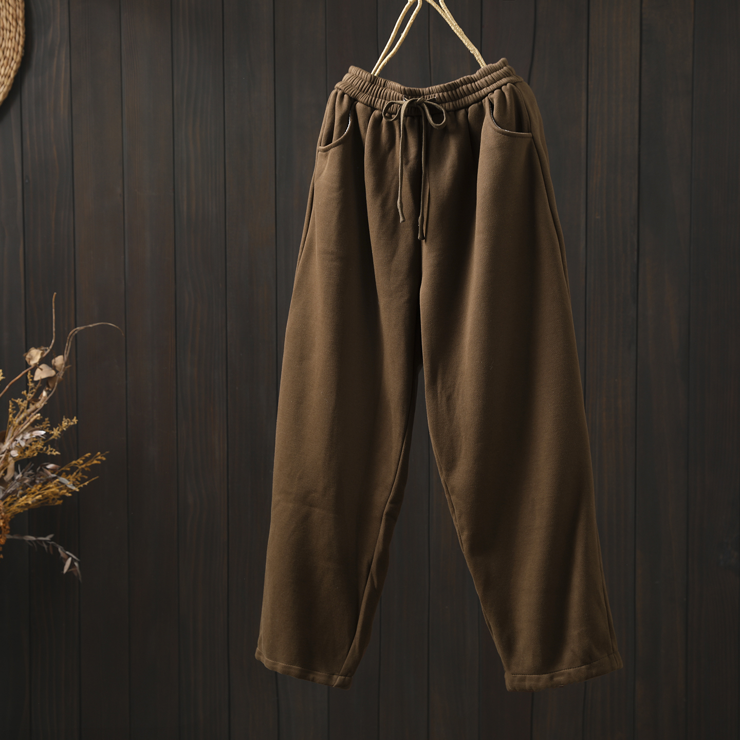 裤子2025新款今年流行爆款冬加绒小个子复古宽松休闲百搭九分卫裤