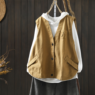 马甲女款2026新款春磨毛纯棉叠穿巨好看坎肩时髦V领无袖马夹背心