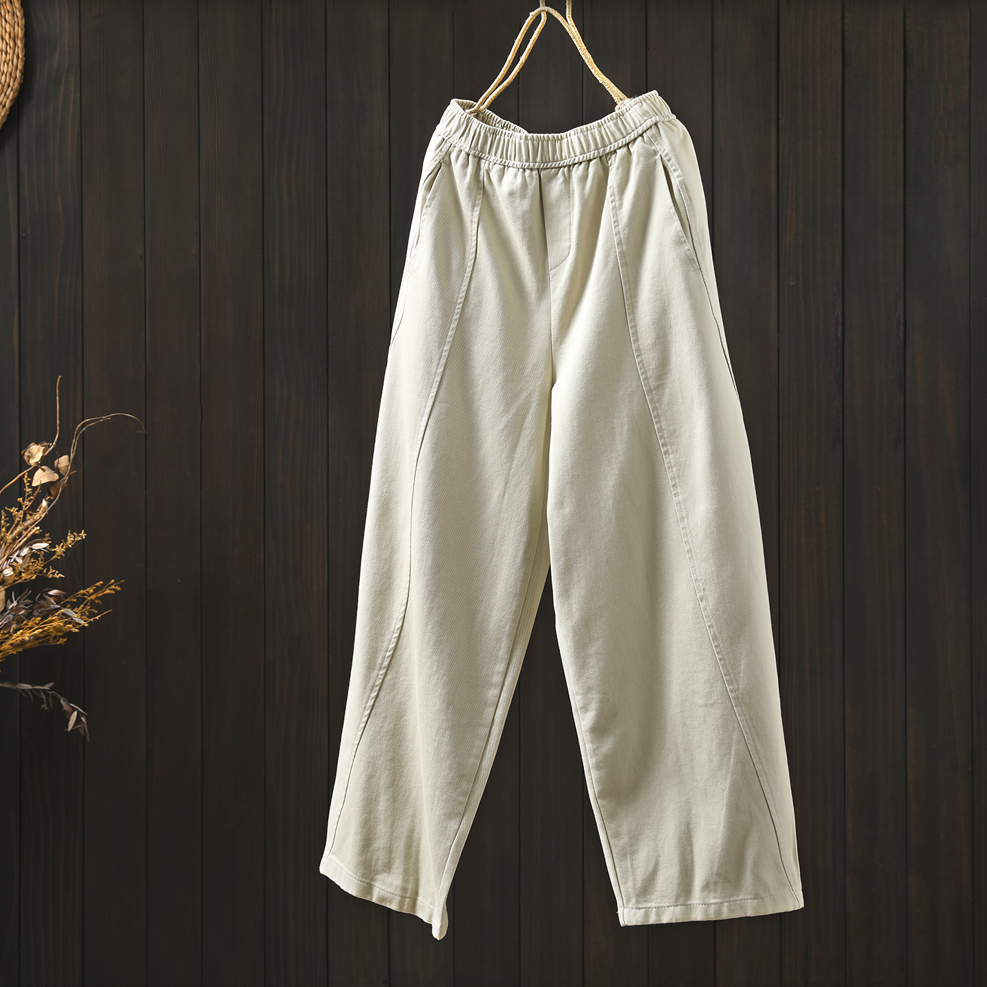 女裤新款2025爆款时尚气质秋季纯棉百搭显瘦纯色简约九分休闲长裤