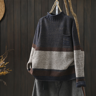 棉线宽松复古超好看针织毛线衣 冬季 半高领设计感毛衣女款 2025新款