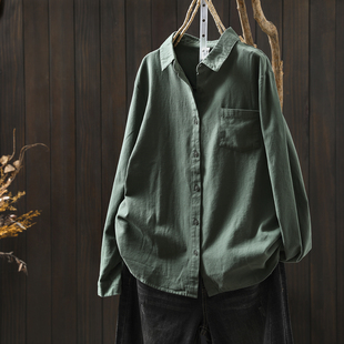纯棉简约纯色打底百搭独特超好看单穿衬衣 2025早秋季 新款 女士衬衫