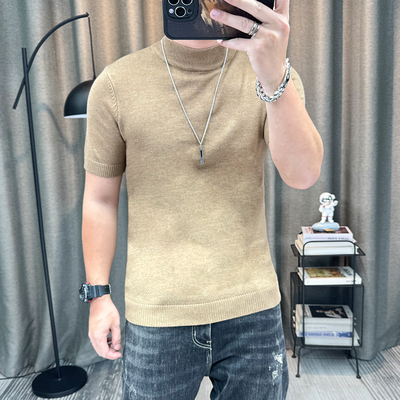 纯色短袖毛衣男高端男装