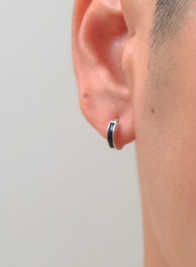 侣图/LOTU 999足银黑色滴釉圈圈耳扣男女简约时髦高级防过敏耳饰