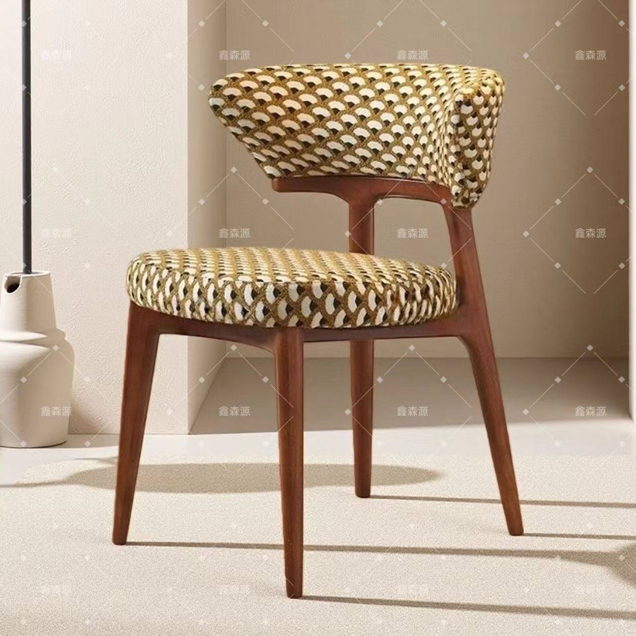 北欧实木餐椅现代简约布艺软包靠背椅家用餐厅椅子