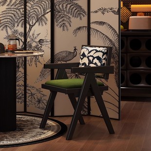 昌迪加尔椅中古实木椅子家用侘寂风椅子扶手椅凳子靠背餐桌椅子