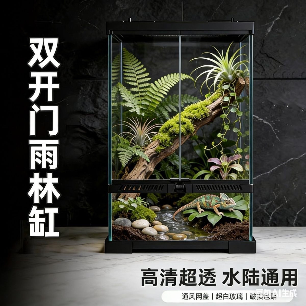 新款爬宠雨林缸玻璃饲养箱角蛙蜥爬宠缸/箱