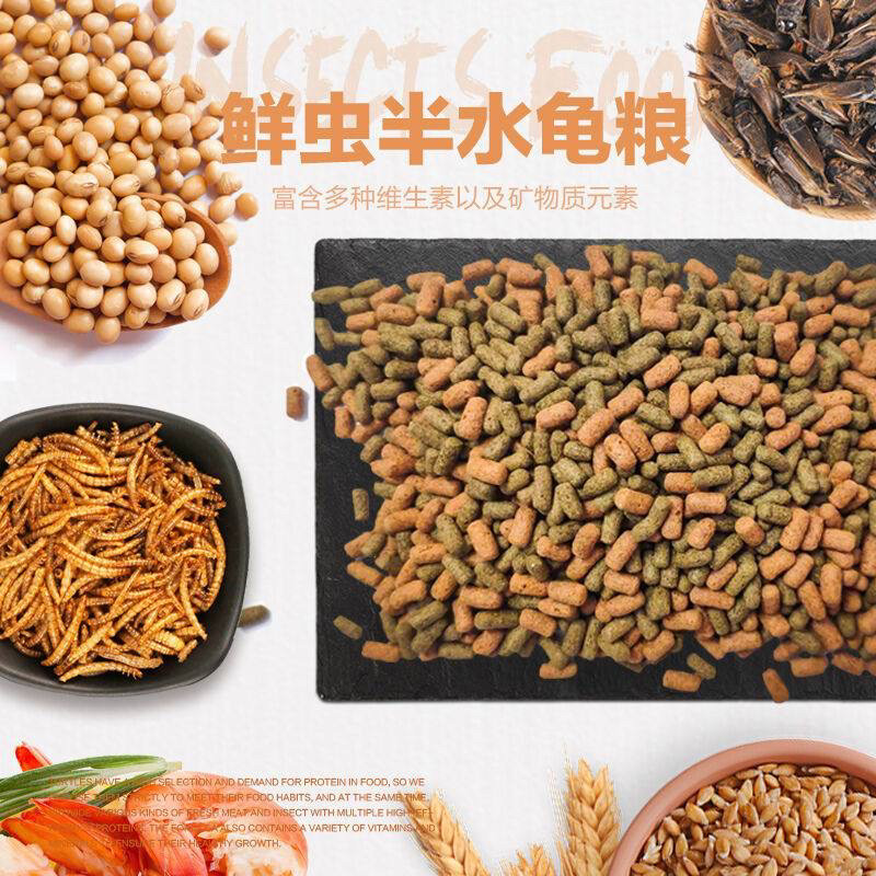 鲜虫半水龟粮黄缘闭壳龟虫肉虾肉高蛋白