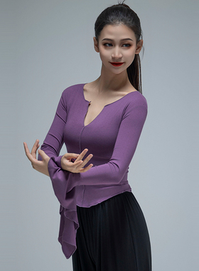 现代舞练功服春夏长袖上衣女古典中国舞形体阔腿裤套装舞蹈服装