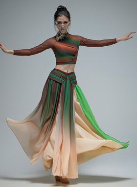 古典舞纱衣新款舞蹈服中国风演出服敦煌古风服群舞舞台服身韵艺考