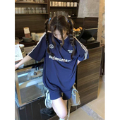 宽松休闲两件套跑步字母印花美式 女夏季 潮牌 运动套装 少女学生短裤