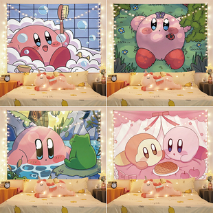 星之卡比背景布温馨可爱挂布卧室房间宿舍改造装饰墙布挂毯定制布